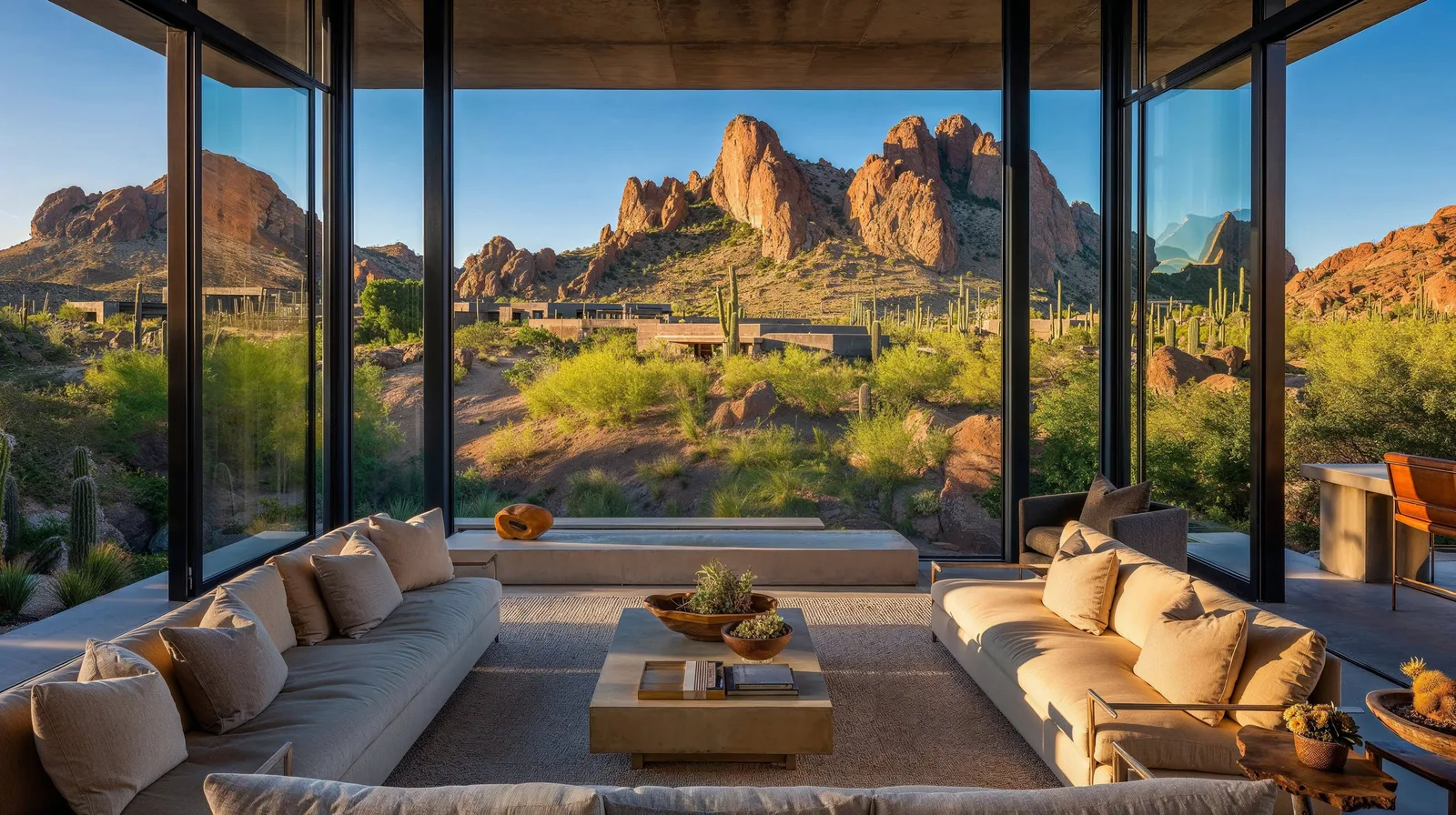 Luxury living room with mountain views
